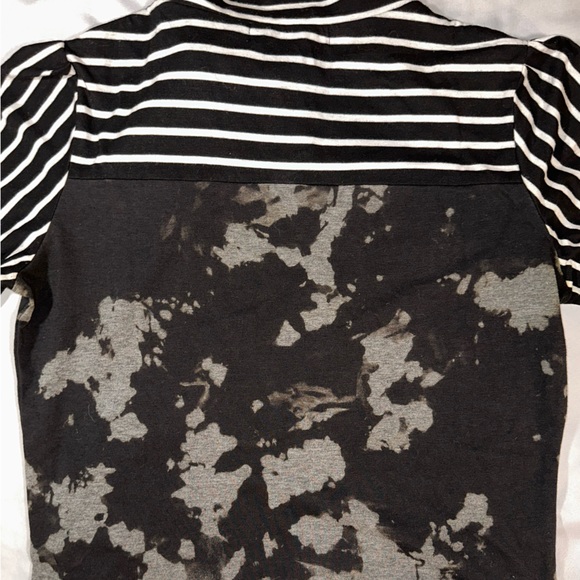 Unique bleach and striped patterned long sleeve top - Picture 3 of 9